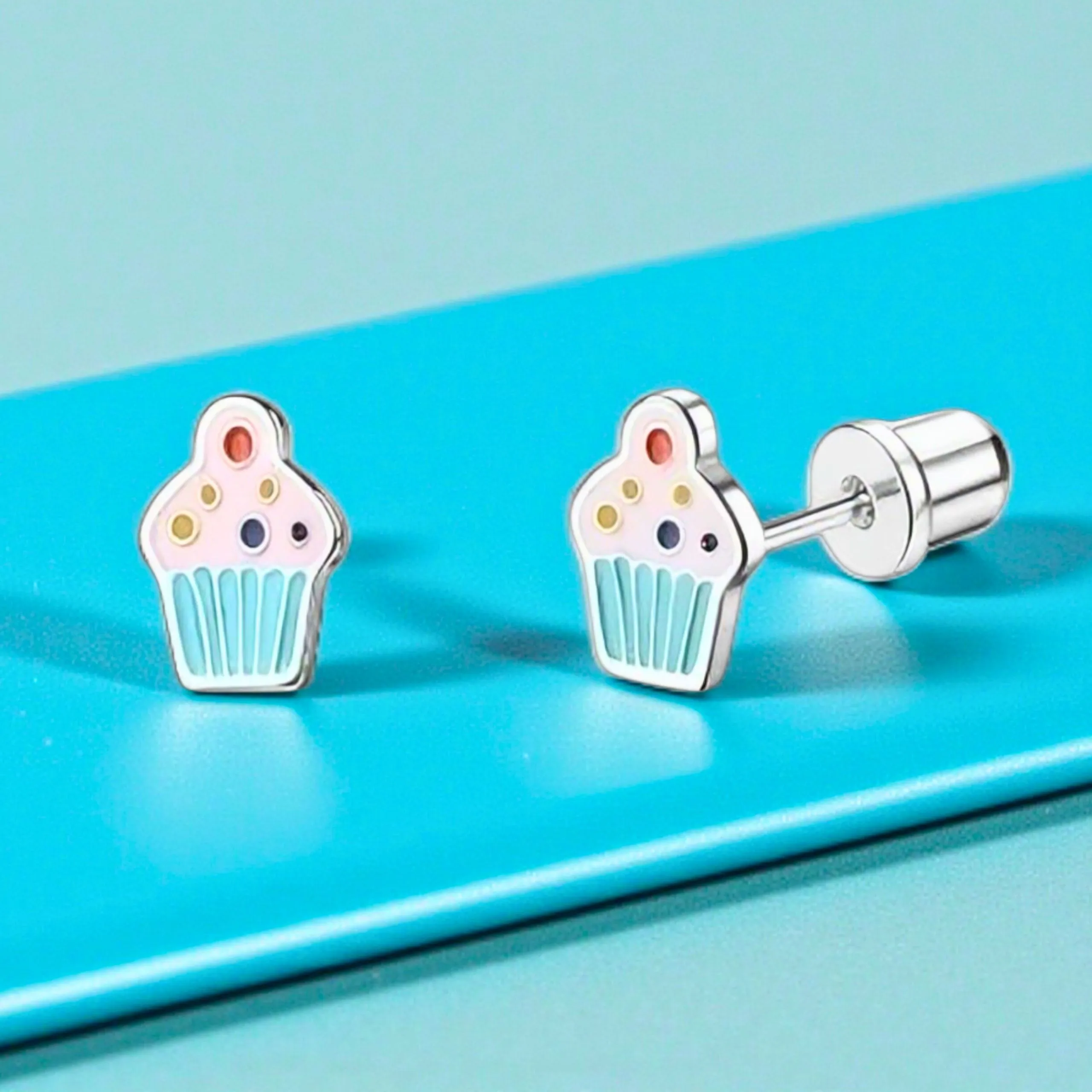 CUPCAKE - náušnice z chirurgické oceli - stříbrná