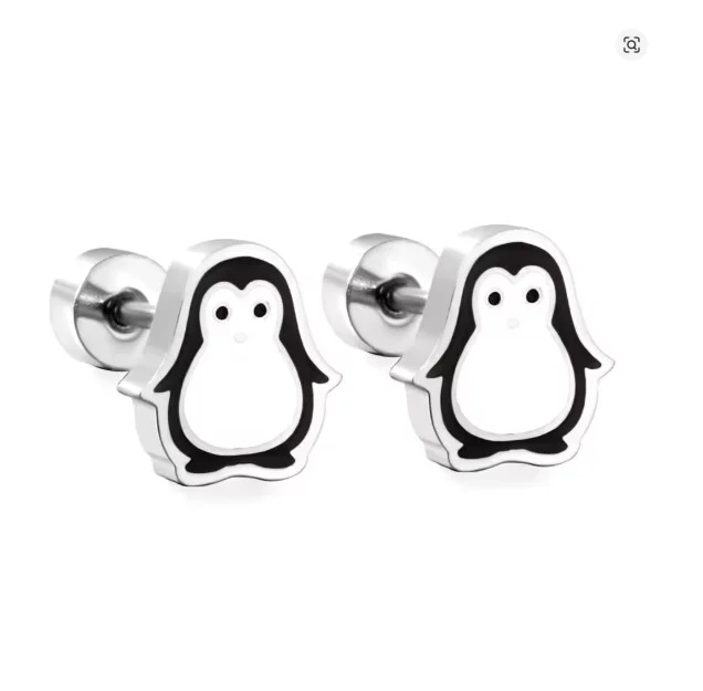 PINGU - náušnice z chirurgické oceli - stříbrná