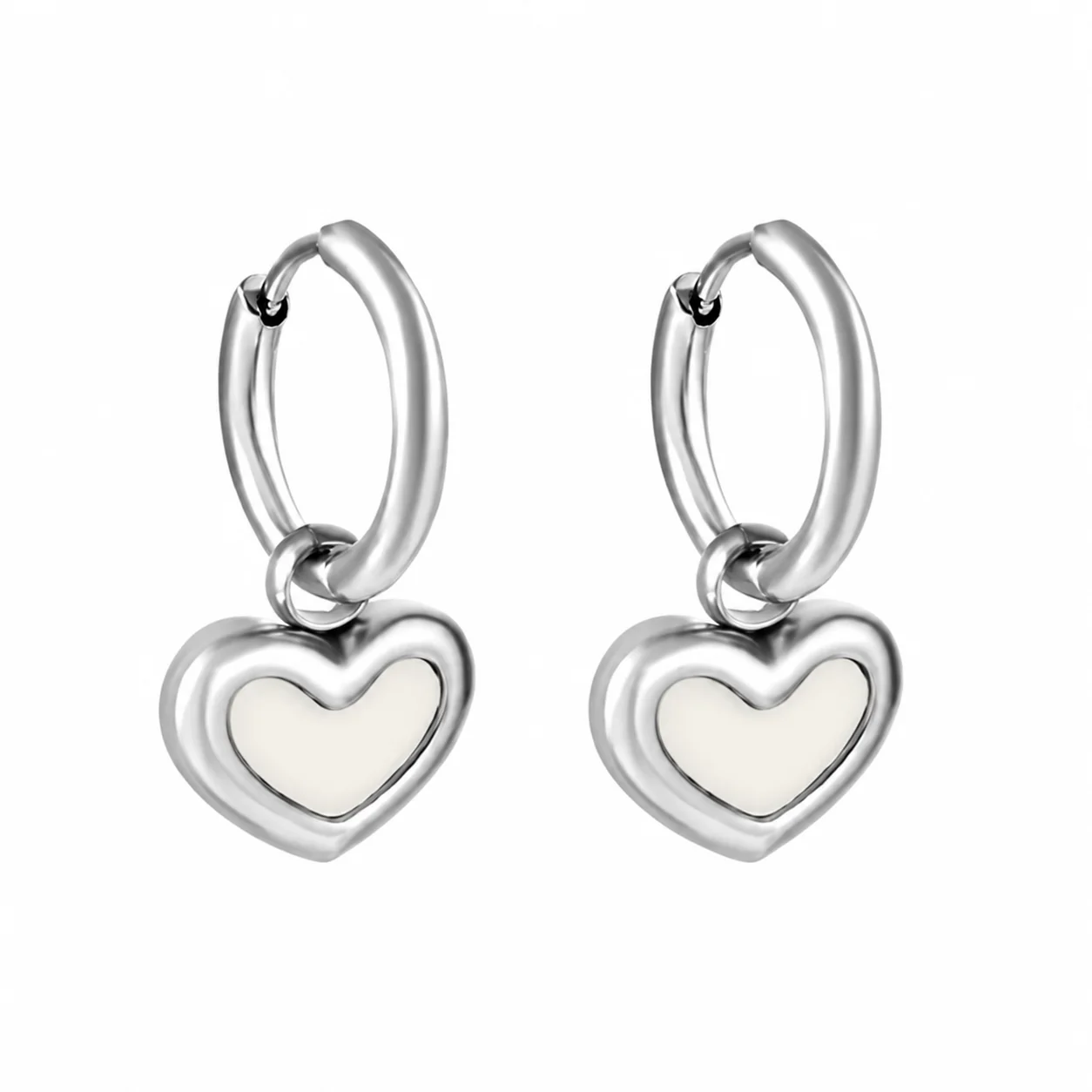 AMORE SILVER - náušnice z chirurgické oceli - stříbrná