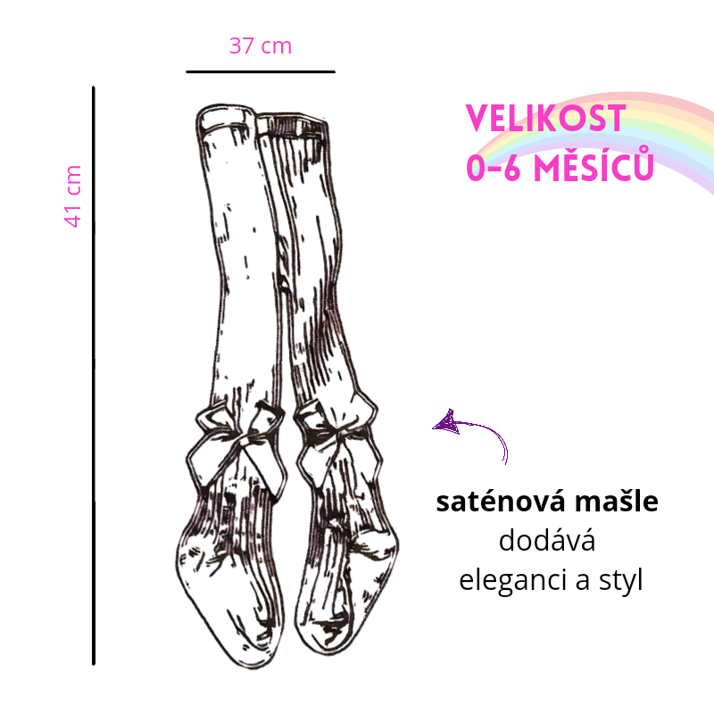 NOCTURNA - černé punčocháče s mašlí, velikost 0-6 měsíců