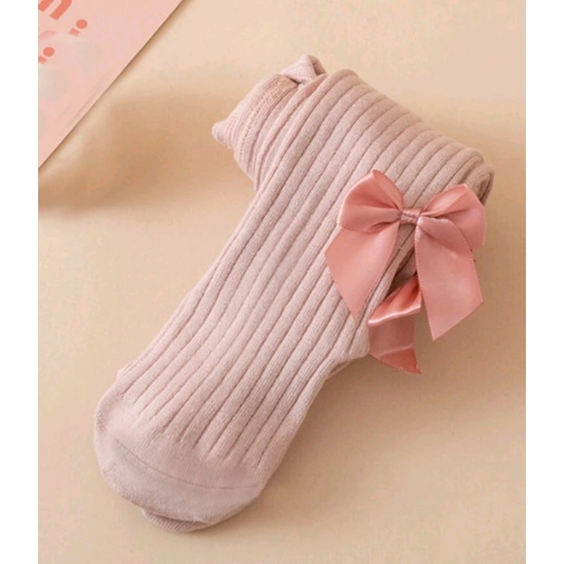 ROSE - Růžové punčocháče s mašlí