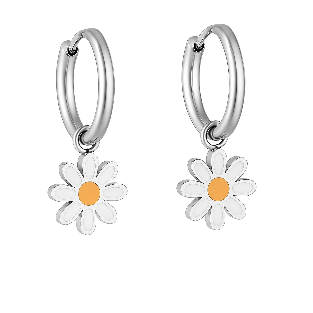 DAISY HOOPS - náušnice z chirurgické oceli - stříbrná