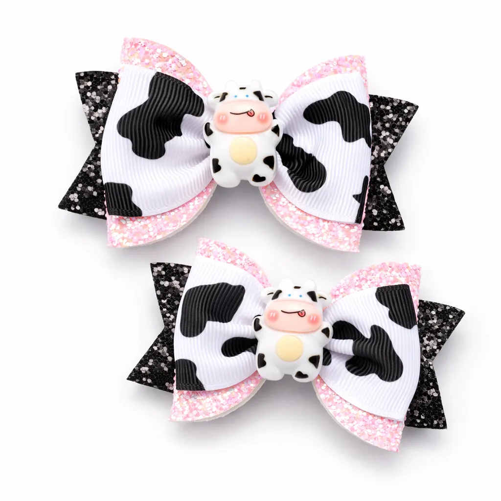 MOO MOOD - spony do vlasů s mašlí 2ks