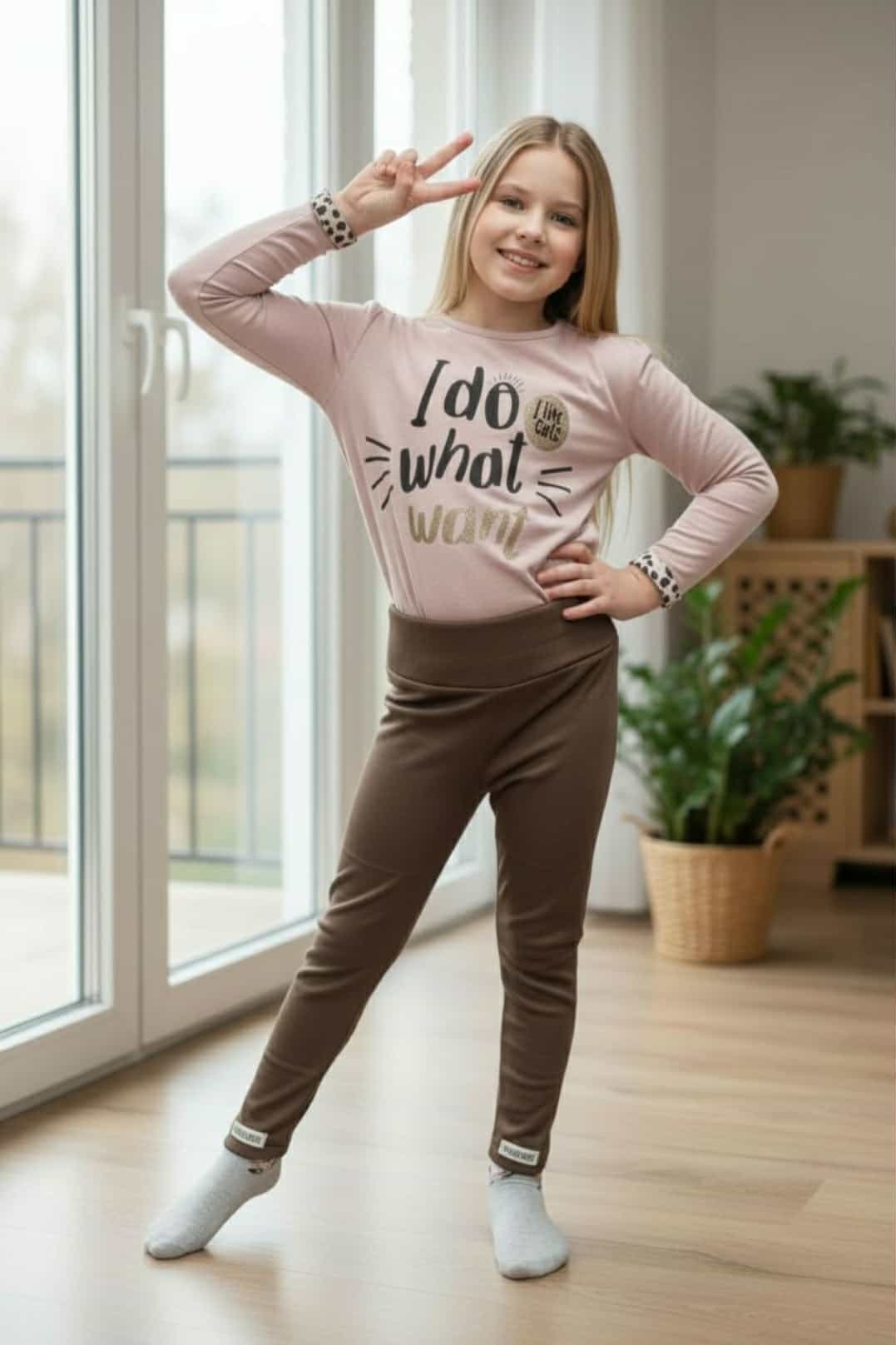 Středně zateplené legíny - CHOCO BEAR - velikosti od 98 do 128 