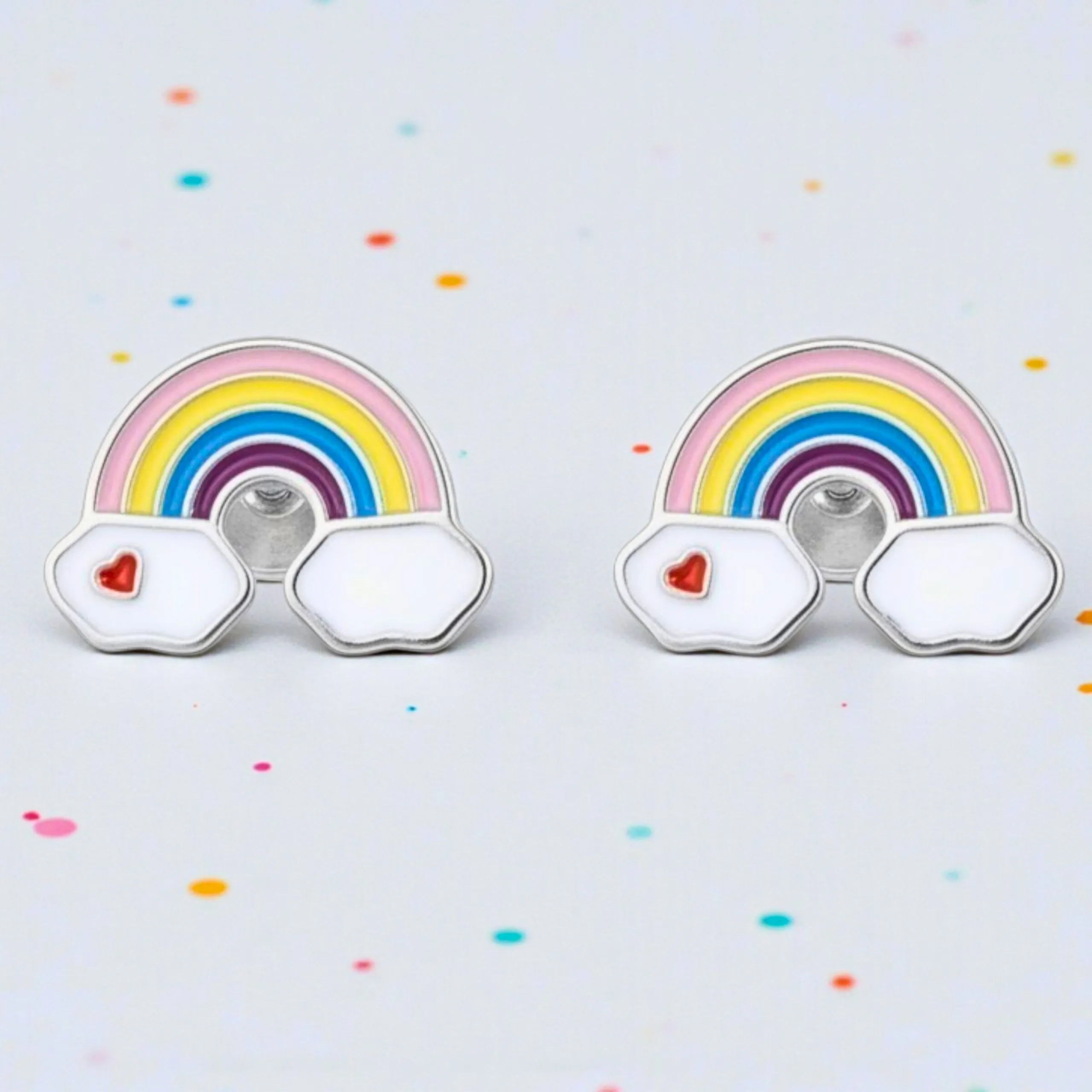 RAINBOW LOVE - náušnice z chirurgické oceli - stříbrná