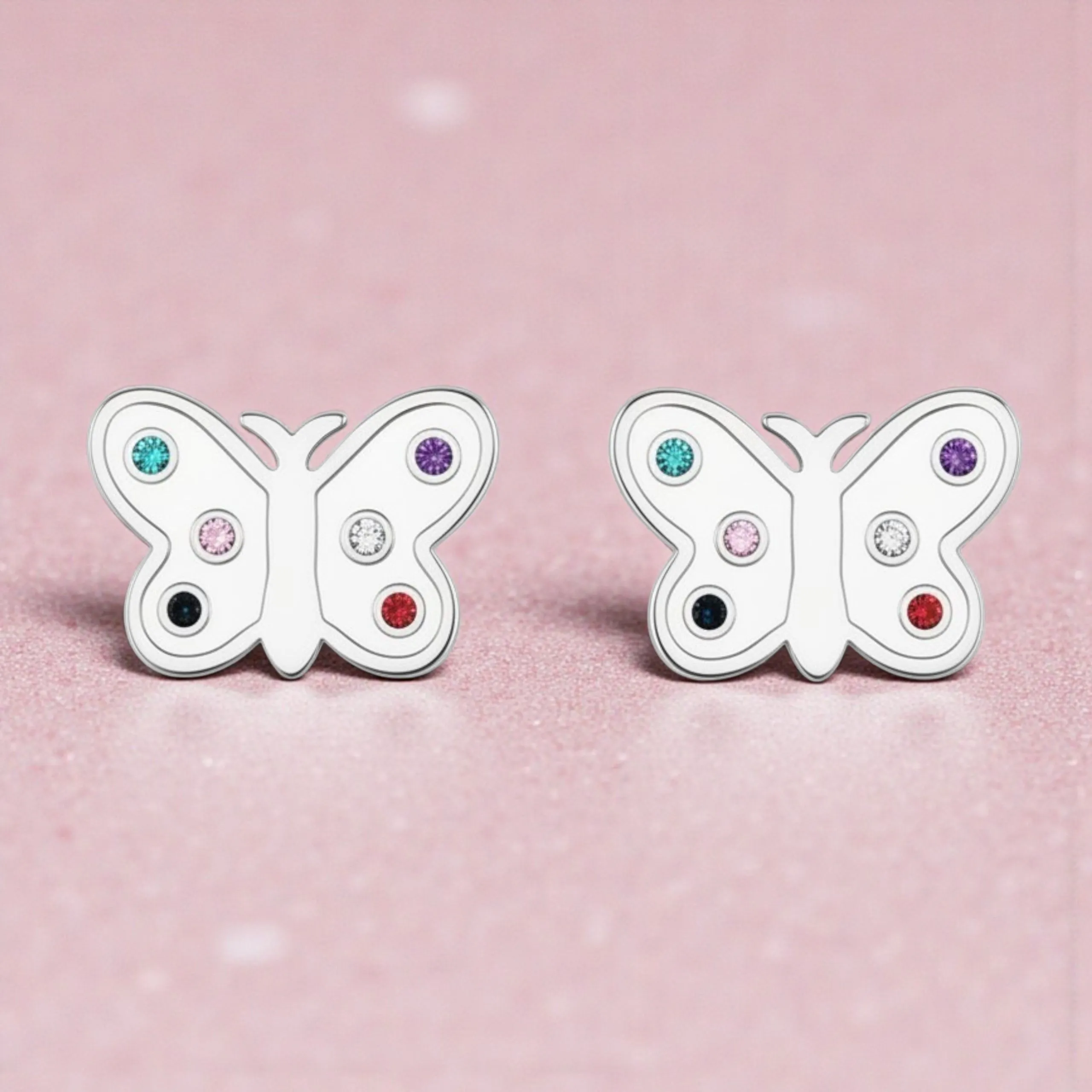 LUNA BUTTERFLY - náušnice z chirurgické oceli - stříbrná