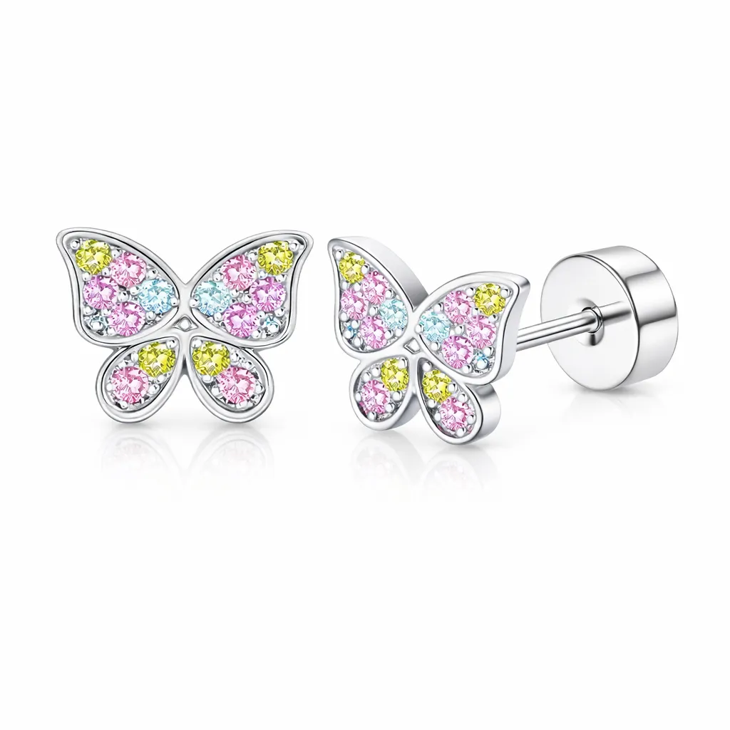 MOLLY BUTTERFLY - náušnice z chirurgické oceli - stříbrná
