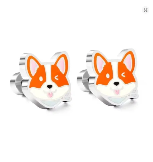 CORGI - náušnice z chirurgické oceli - stříbrná