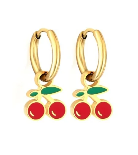 CHERRY GOLD - náušnice z chirurgické oceli - zlatá