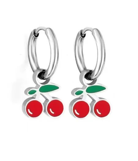 CHERRY SILVER - náušnice z chirurgické oceli - stříbrná