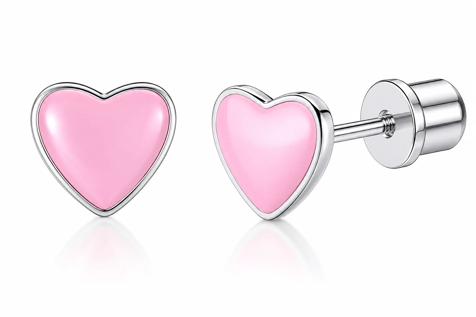 CANDY HEART - náušnice z chirurgické oceli - stříbrná