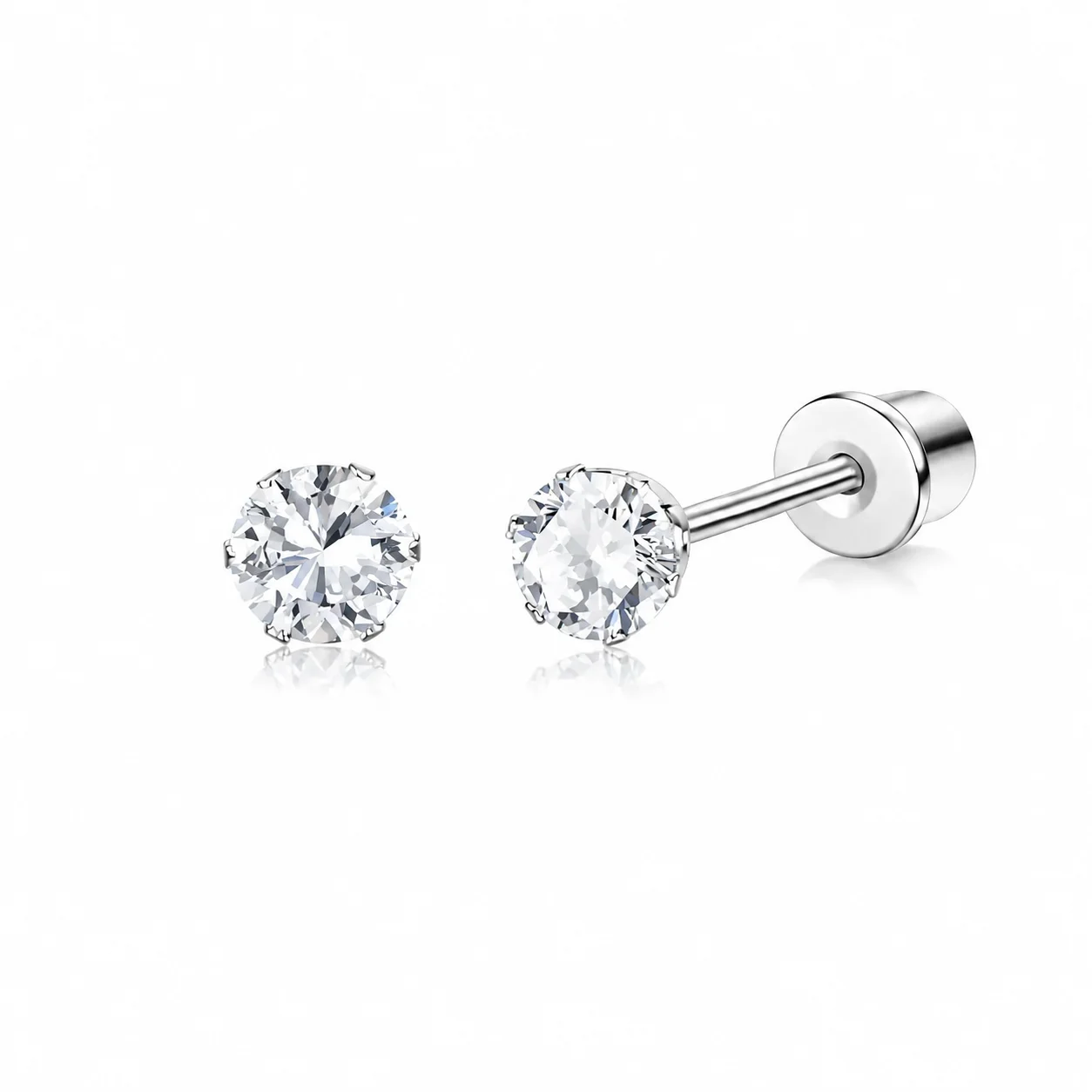 LINA BRIGHT MINI (4mm) - náušnice z chirurgické oceli - stříbrná