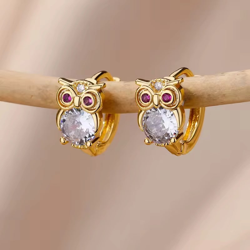 GOLD OWL - náušnice z chirurgické oceli