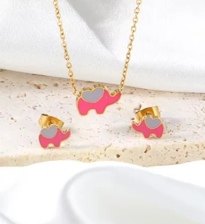 DREAMY ELEPHANT - set šperků z chirurgické oceli - zlatá