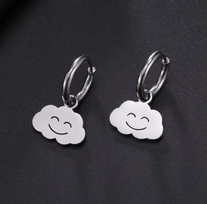 CLOUDY - náušnice z chirurgické oceli - stříbrná