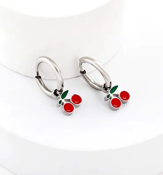 CHERRY SILVER - náušnice z chirurgické oceli - stříbrná