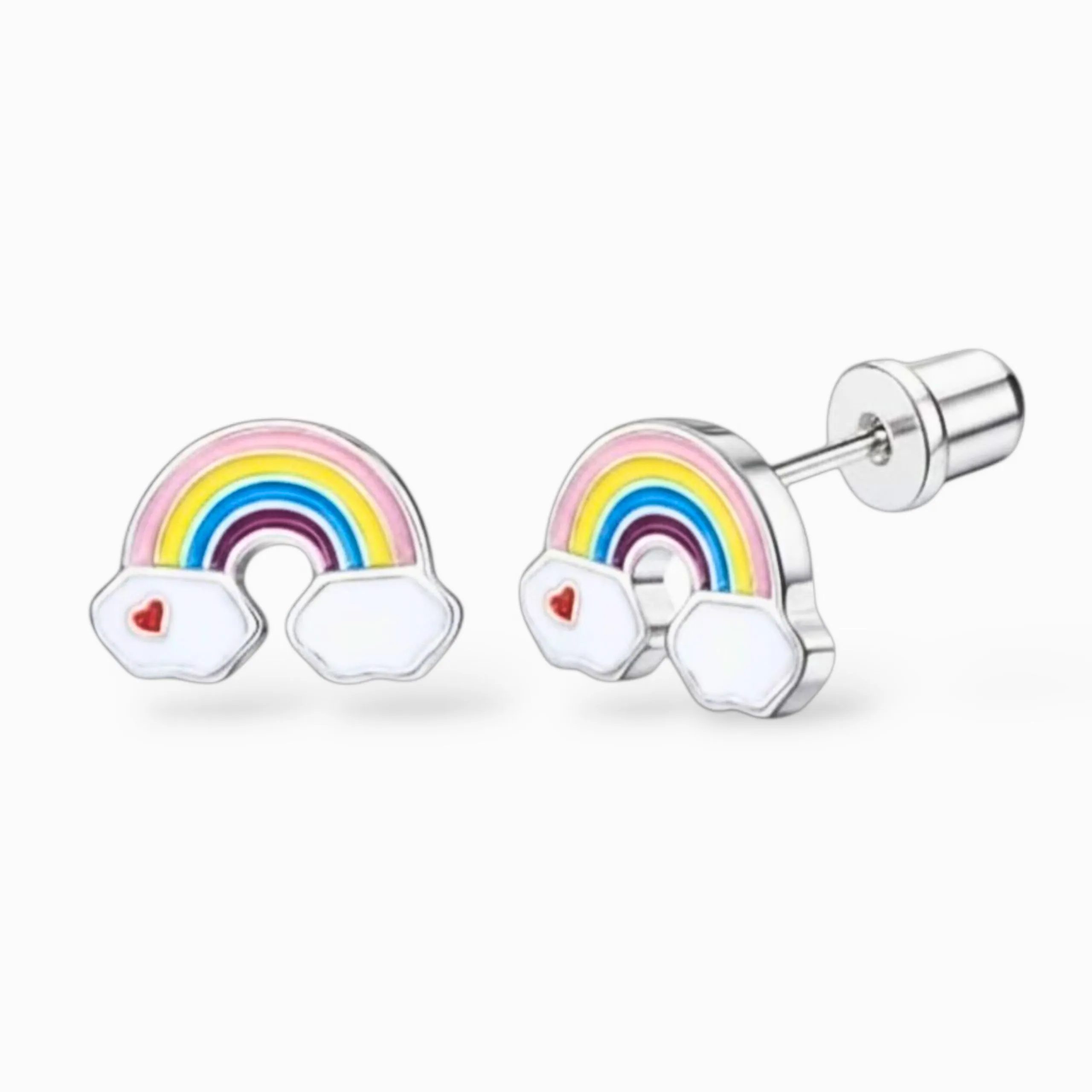 RAINBOW LOVE - náušnice z chirurgické oceli - stříbrná