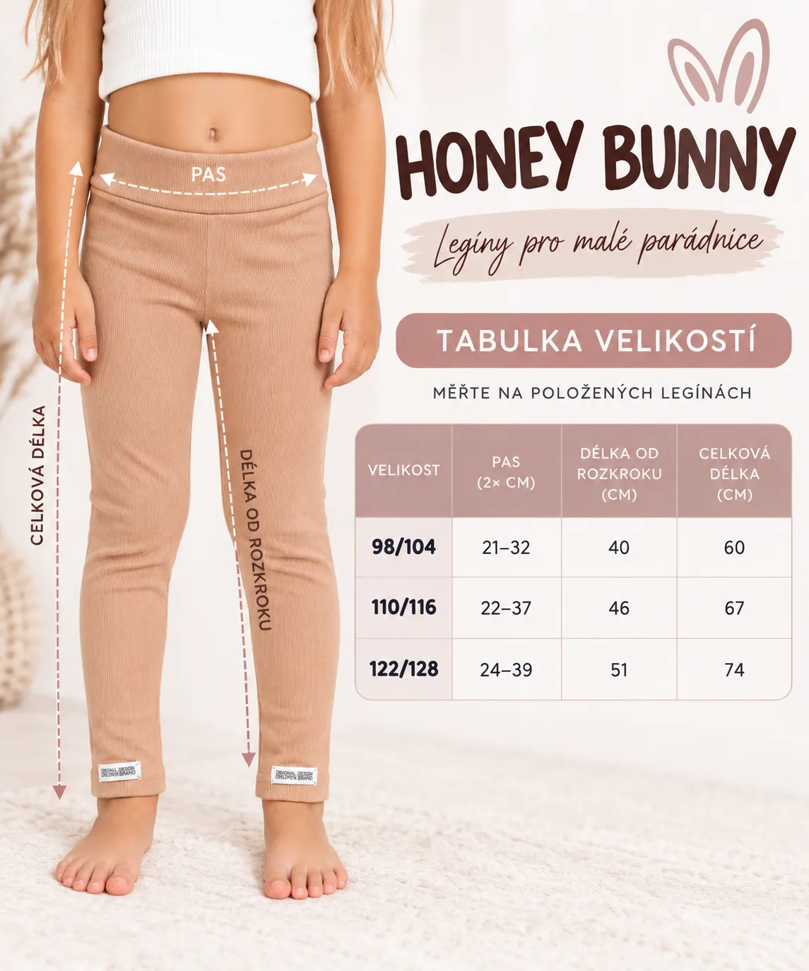 Středně zateplené legíny - HONEY BUNNY - velikosti od 98 do 128